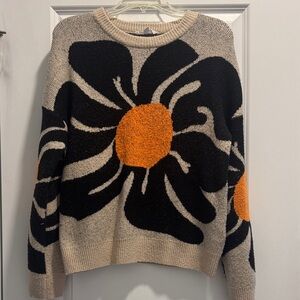 THML Beige and Black Floral Sweater